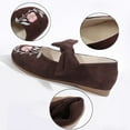 thumbnail image 6 of Mostsola Mary Jane Shoes Women Suede Embroidery Floral Dressy Bowknot Slip on Ballet Flats Shoes, 6 of 9