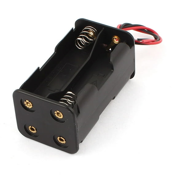 Unique Bargains Black Two Layers 4 x 1.5V AA Battery Holder Case Box w 15cm Wire