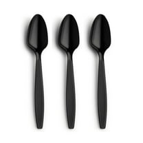 Smarty 6" Black Plastic Disposable Dinner Spoons 1000ct