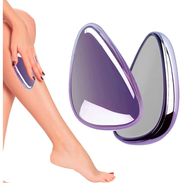 2 piezas (púrpura) Removedor de vello de cristal, Borrador de depilación nano, Borrador de vello de cristal, Herramienta exfoliante, Piedra de depilación triangular, Funciona en todas las partes del cuerpo Sailing Electrónica