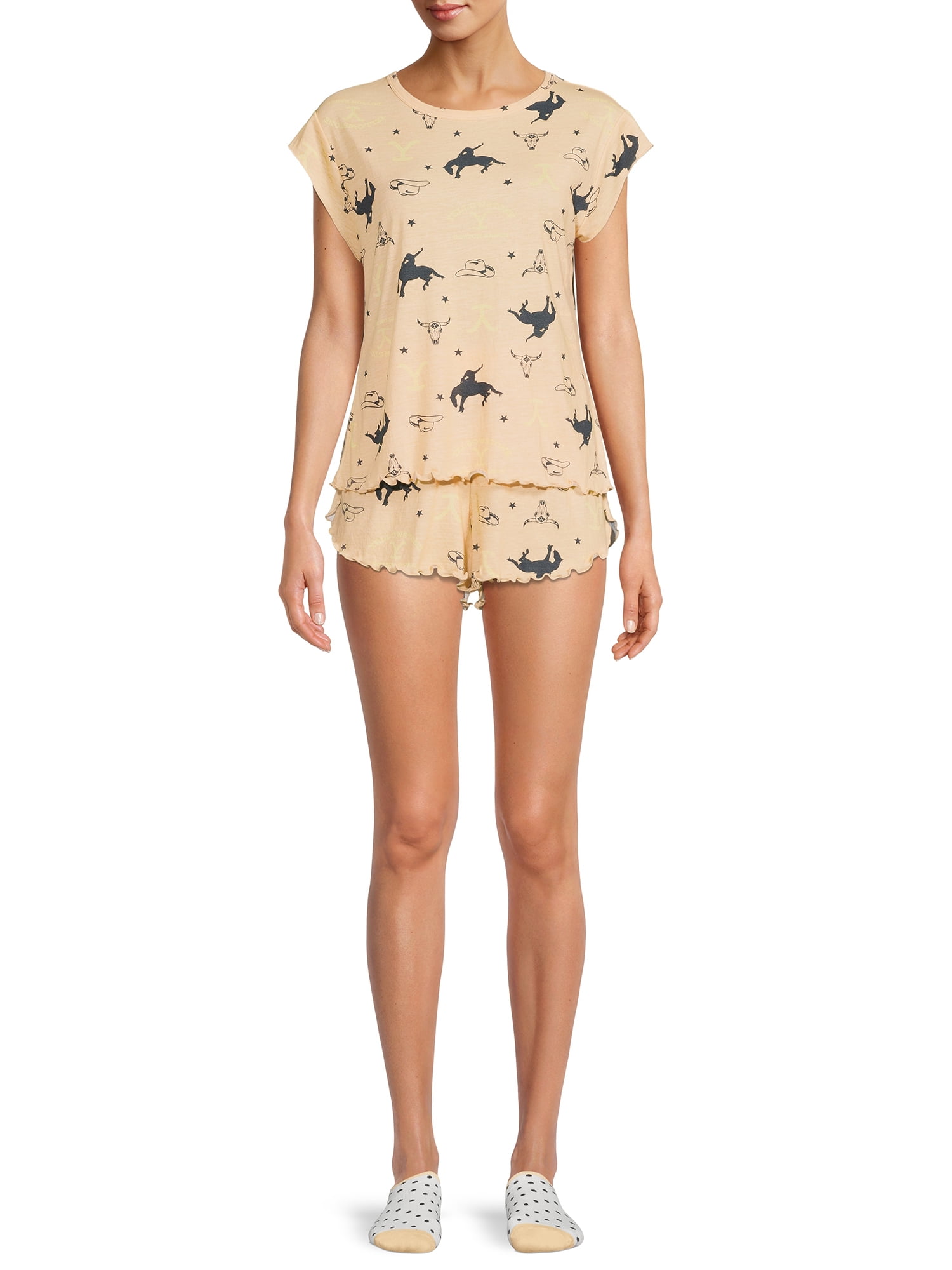 Paramount Women's and Women's Plus Yellowstone Top and Shorts Pajama Set, 3-Piece