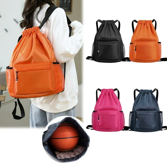 Hfnxid Drawstring Backpack Sports Gym Sackpack with Mesh Pockets Water-Resistant String Cinch Beach Bag for Men Women