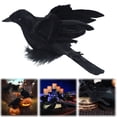 thumbnail image 2 of BNNG Halloween Black Feathered Crows, Realistic Feathered Black Birds Raven, Halloween Decoration for Indoor Outdoor Home Yard Garden Party Decor, 2 of 9