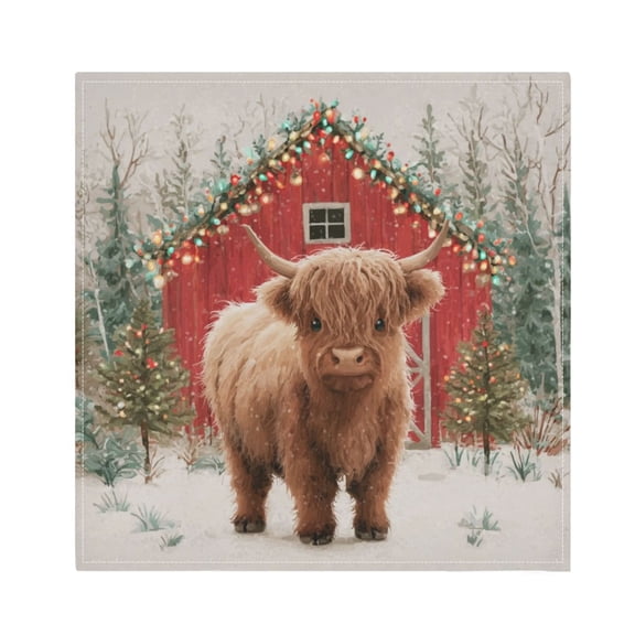 1 Pack 20'' x20" Satin Table Napkins Dinner Napkins for wedding Party Decoration events Cute Highland Cow Pattern