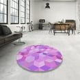 thumbnail image 4 of Ahgly Company Machine Washable Indoor Round Transitional Violet Purple Area Rugs, 3' Round, 4 of 7
