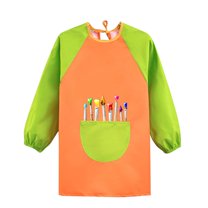 ZACPNCV Kids Art Smock Waterproof Painting Apron Long Sleeves Artist Smocks Orange 6-8 Years