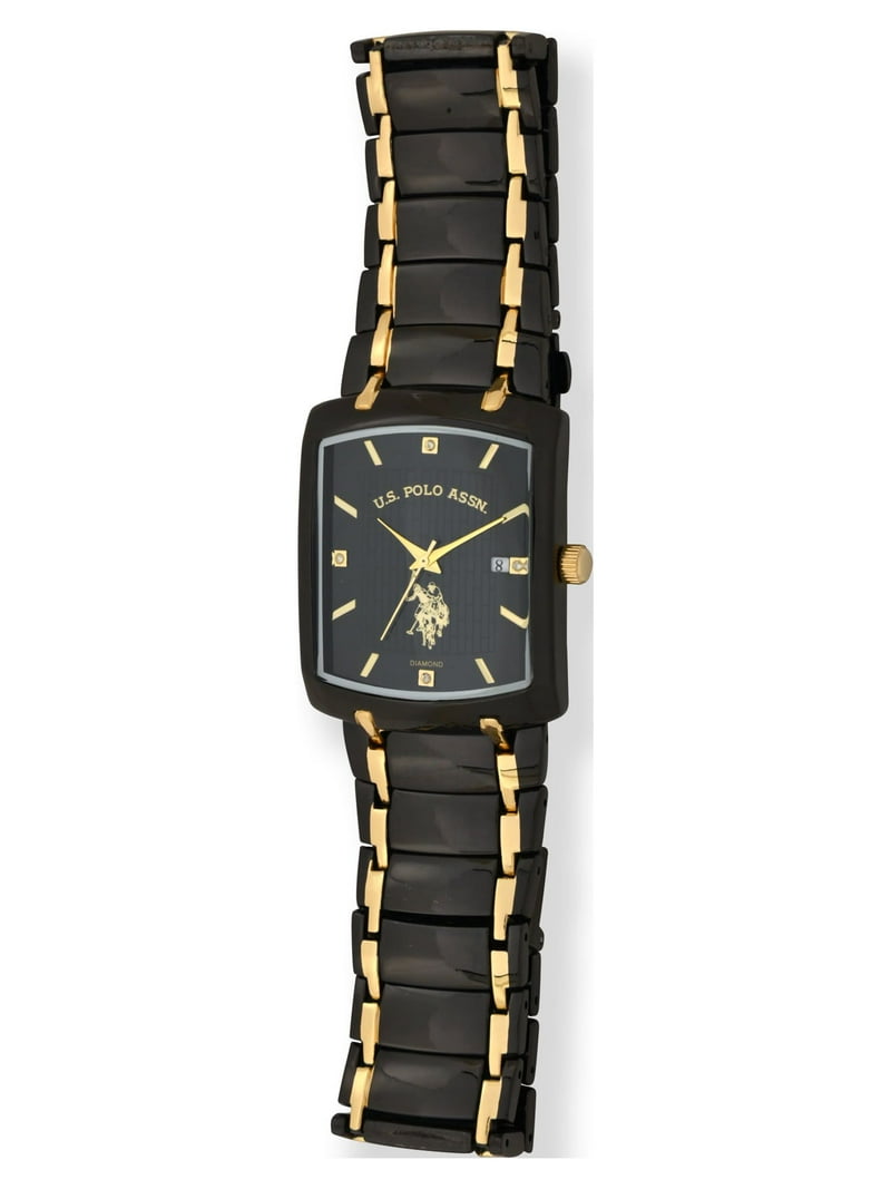 U.S. Polo Assn. Adult Male Analog Watch with Brick and Diamond on