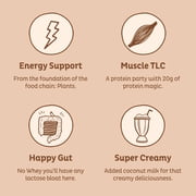 KOS Organic Plant Based Protein Powder, Chocolate, 20g Protein, 10 Servings, 13.75oz, 0.85lb
