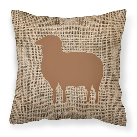 Carolines Treasures BB1126-BL-BN-PW1414 Sheep Burlap and Brown   Canvas Fabric Decorative Pillow BB1126 14Hx14W