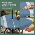 thumbnail image 5 of Round Outdoor Tablecloth with Umbrella Hole and Zipper, Vintage Steel Blue Striped Tablecloth with Elastic Waterproof, Farmhouse Modern Stripes Boho Patio Table Covers for 55" - 60" Pool Tables, 5 of 9
