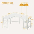thumbnail image 7 of DESINO 59.1 Inch L Shaped Computer Desk, Gaming Table with adjustable Shelves, Home Office Desk for Writing Gaming Study Reversible, White, 7 of 7