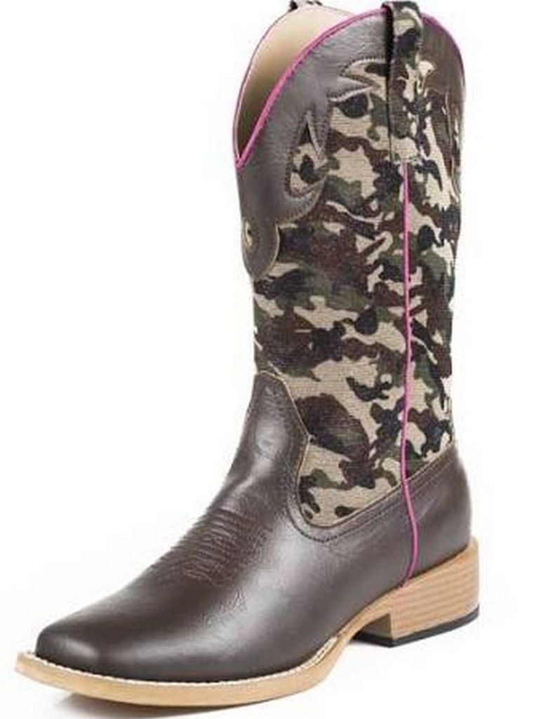 Roper Western Boots Girls Camo Square Toe Brown 09-018-1901-0101 BR Roper Western Boots Girls Camo Square Toe Brown 09-018-1901-0101 BR