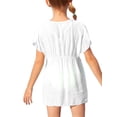 thumbnail image 2 of V-Neck Short Sleeve Girls Swimsuit Cover-Up Loose Lightweight Mini Dress, 2 of 4