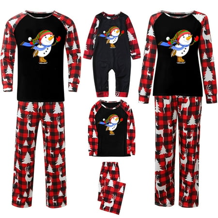 

Guvpev Merry Christmas Family Matching Pajamas Sets Plaid Deer Elk Print Holiday Xmas Pjs Sleepwear For Family Baby 18 Months