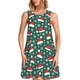 thumbnail image 1 of Easygdp Santa Hat Joy Green Festive para Vestido Transpirable de Mujer, Vestido Suelto de Manga Corta con Pliegues y Bolsillos para el Verano, 1 of 7