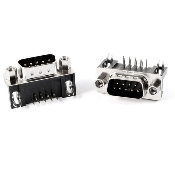 Unique Bargains DB9 9 Pin 2 Row Lock Screw 90 Degree Male Plug D-sub PCB Connector 2 Pcs