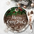 thumbnail image 5 of Christmas Paper Plates with Pine Cone, 9 inch Christmas Dinnerware Plate, Wooden Textured Christmas Disposable Dinning Plates, Wedding Birthday Party Family Dinnerware Supplies, BBQ Picnic Favor, 5 of 6
