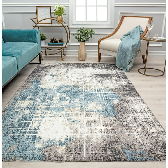 Rugs America Jaelyn JD45B Midnight Distressed Transitional Black Area Rug, 2'6" x 4'