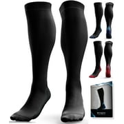 Compression Socks for Men & Women (20-30 mmHg) - Anti DVT Varicose Vein Stockings - Running - Shin Splints Calf Support - Flight Travel (XXL, Black)