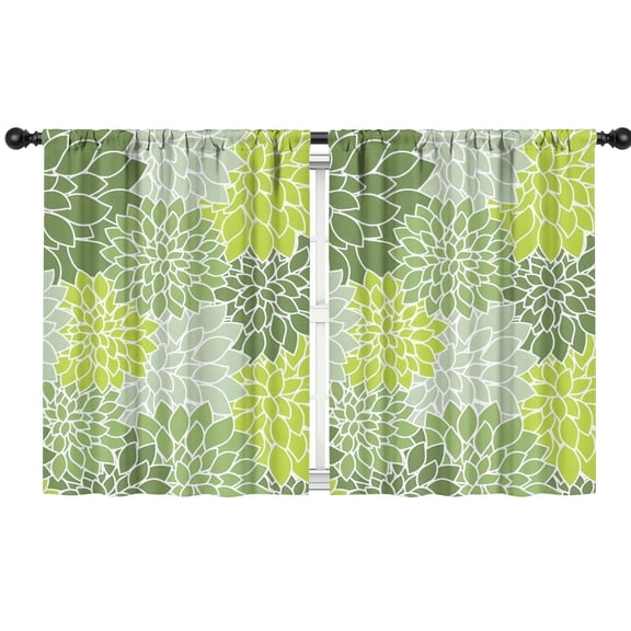 Blackout Kids Curtains,Green Floral and Petal Pattern Childrens Insulated Curtains Set Of 2,Bedroom Essentials,Toddler Room Decor 42x54in(106x137cm)