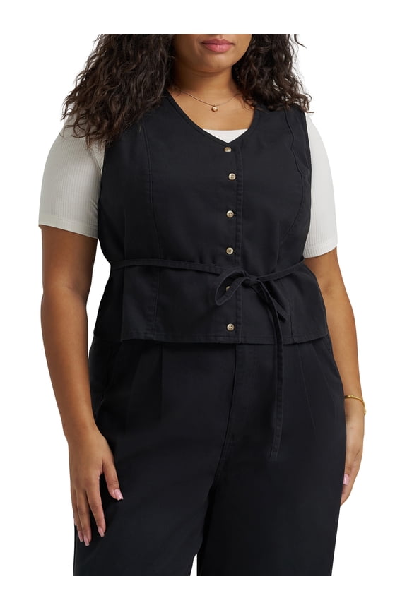 Women's Plus Heritage Sleeveless Tie Vest, Sizes 0X-4X