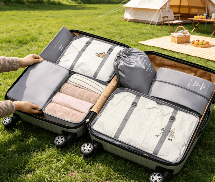 7 Set Travel Packing Cubes, Luggage Organizer Bags, Multi-Size Storage Pouches for Clothes, Shoes, Underwear, Cosmetics, Suitcase Organizer for Travel