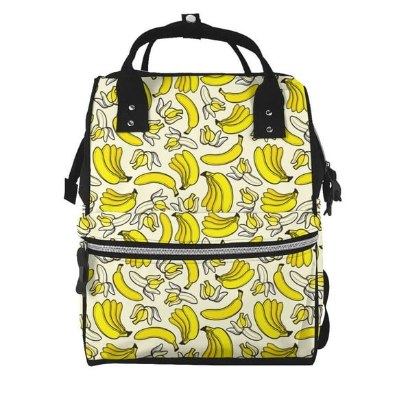 Fuzoiu Banana Print Diaper Bag Backpack,Baby Essentials Travel Tote,Multi function Waterproof Diaper Bag, Travel Essentials Baby Bag - Unisex