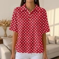 thumbnail image 4 of Women's Waffle Knit Polo Shirt Plus Size Friendly Color Block Striped Collared Short Sleeve Loose Fit Vacation Casual Summer Tops 2026, 3XL, 4 of 7