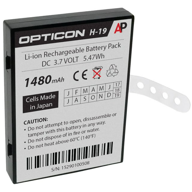 Replacement Battery for Opticon H-19 Scanner. 1480 mAh.