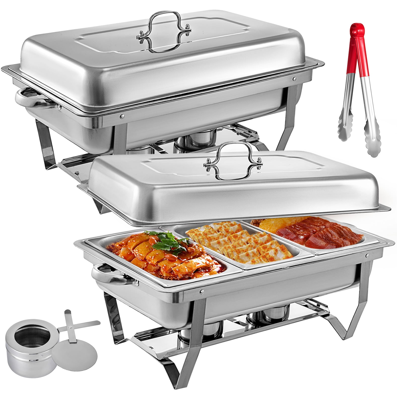 VEVOR Chafing Dishes Stainless Steel 2 Packs, Chafing Dish Buffet Set 8 Stainless Steel Chafing Dish Set