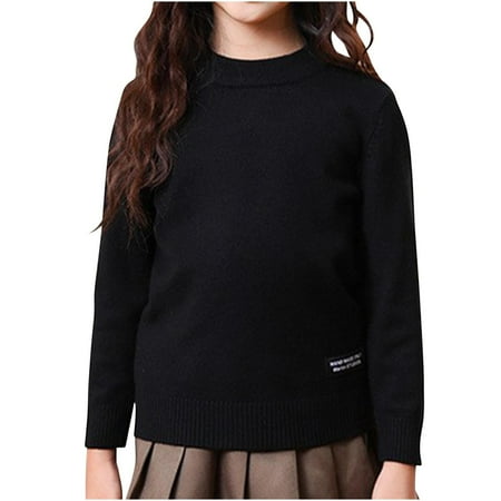 Gpaecead 3-14Y Kid s Thermal Tops Casual Round Neck Thick T-Shirt Base Shirt Long Sleeve Top Shirt Black