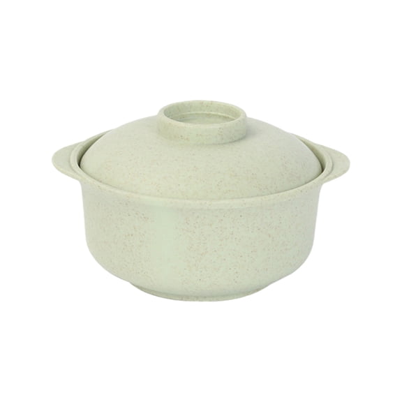 CuiLiyq Versatile Household Soup Bowl with Double Handles and Lid, Insulated and Anti Scalding Kitchen Storage Bowl for Rice Noodles and Soup, Microwave Safe, 5.5" x 3.4", Green