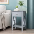thumbnail image 5 of Ktaxon Set of 2 Nightstands for Bedroom Rustic Bedside End Tables with Drawer Storage,Gray, 5 of 14