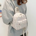 thumbnail image 6 of Yucurem Mini Floral Backpack for Women Polyester Small Backpack Purse Shoulder Bag for School Travel (White), 6 of 9