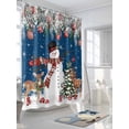 thumbnail image 3 of Navy Blue Christmas Shower Curtain Set, Waterproof Shower Curtains for Bathroom, Snowman Xmas Tree Ball Elk Snowflake Washable Fabric Cloth Bath Curtain for Bathtub Decoration with Hooks 66x72 Inches, 3 of 6