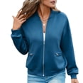 thumbnail image 2 of Women Jacket Outdoor Baeitkot Women Solid Color Jacket Outdoor Loose with Pocket Coat Blue M, 2 of 6