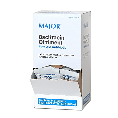 Major Bacitracin Ointment First Aid Antibiotic 0.9g Packets Box of