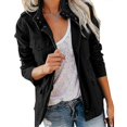 thumbnail image 1 of Ladies Snap Buttons Military Jacket Streetwear Fall Coat Long Sleeve Utility Jackets, 1 of 3