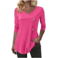 thumbnail image 3 of Early Spring Fashion Blouse Tunic V Neck Long Sleeve Buttons Geometric Stylish Casual Blouse Tops Long Sleeve Shirts Fall Fashion Basic Thermal Underwear Tops Winter Clothes, 3 of 7