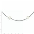 thumbnail image 3 of 925 Sterling Silver Rhodium-plated and Freshwater Cultured Pearl with mirror Beads Necklace 30 Inch, 3 of 7