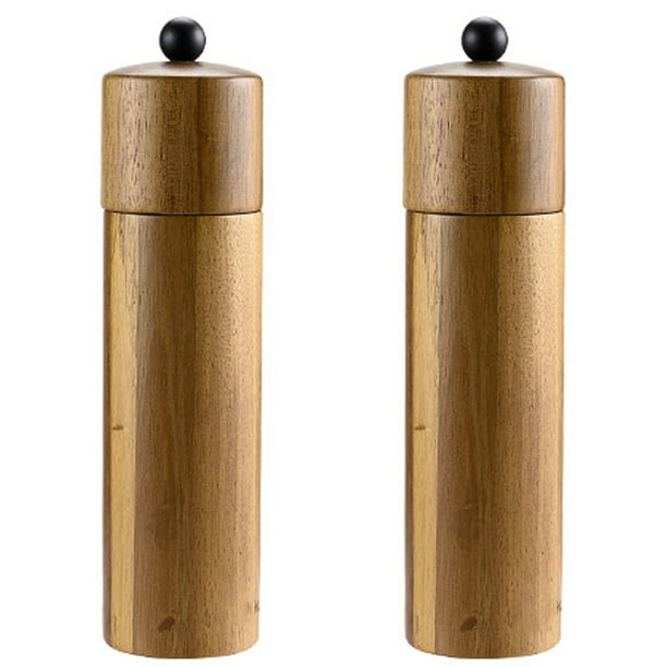 Molinillo de sal y pimienta de madera, madera de acacia sostenible, elegante molinillo de sal marina y molinillo de pimienta negra Namotu CPB-US-YYM489-4