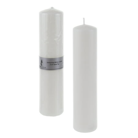 Dome Pillar - Mega Candles - Unscented 2 Inch x 9 Inch Dome Top Pressed Pillar Candle - White