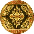 thumbnail image 1 of Ahgly Company Machine Washable Indoor Round Medallion Yellow Traditional Area Rugs, 8' Round, 1 of 4