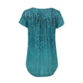 thumbnail image 6 of TKLPEHG Summer Short Sleeve Tunic Tops for Women Crew Neck Button Pleated Tunic Shirts Loose Fitted Basic Tops Casual Classic Fashion Print Tshirt Summer Womens Clothes (Light Blue,L), 6 of 6