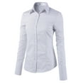 thumbnail image 2 of Doublju Women's Long Sleeve Slim Fit Button Down Dress Shirt (Plus Size Available), 2 of 5