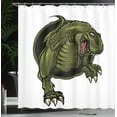thumbnail image 3 of Ambesonne Fantasy Shower Curtain, T-rex Animal, 69"Wx75"L, Olive Green Brown, 3 of 4