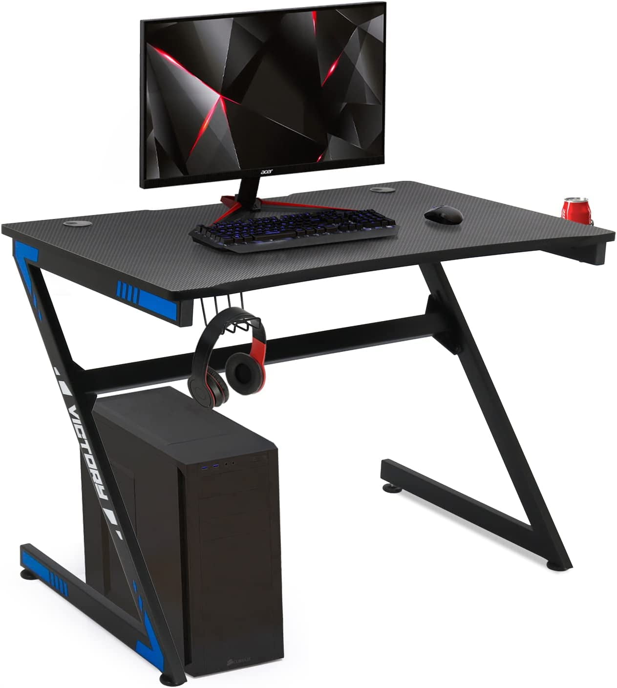 LAZZO ZShaped Gaming Desk PC Computer Desk Racing Gaming Table Gamer