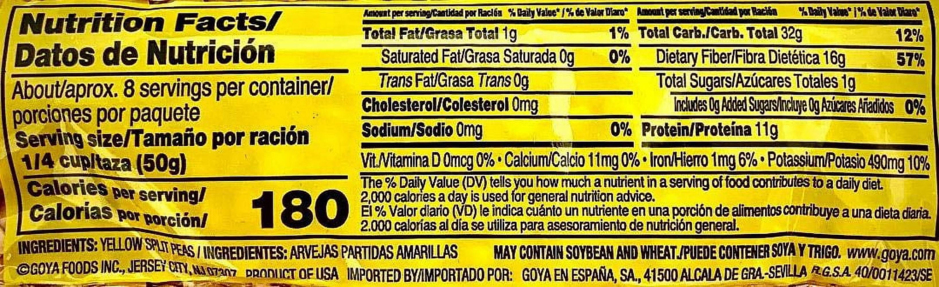 (2 pack) GOYA Yellow Split Peas 14 oz