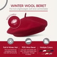 thumbnail image 4 of Minzimin Wool Beret Hat - Classic Stretchable - One Size Fits Most - Solid Color - Stylish Chic, 4 of 6