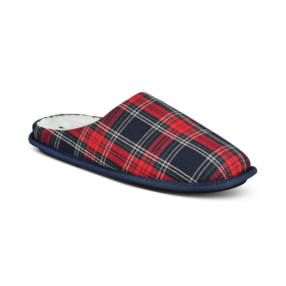 Club Room Mens Plaid Slip On Holiday Slippers Red Size Small 6 - 7 NIB